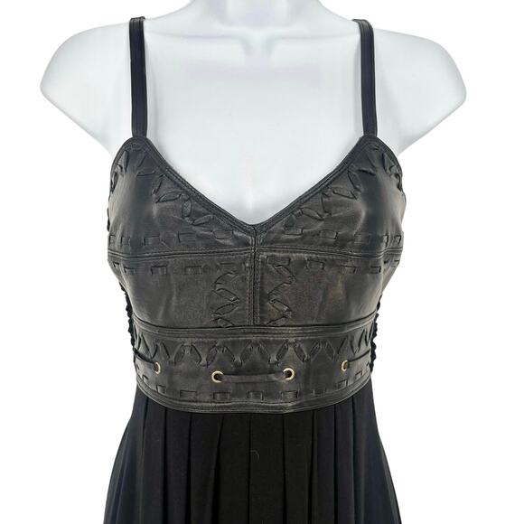 Sky Dresses & Skirts - Sky Black Faux Leather Corset Top Maxi Dress Size S